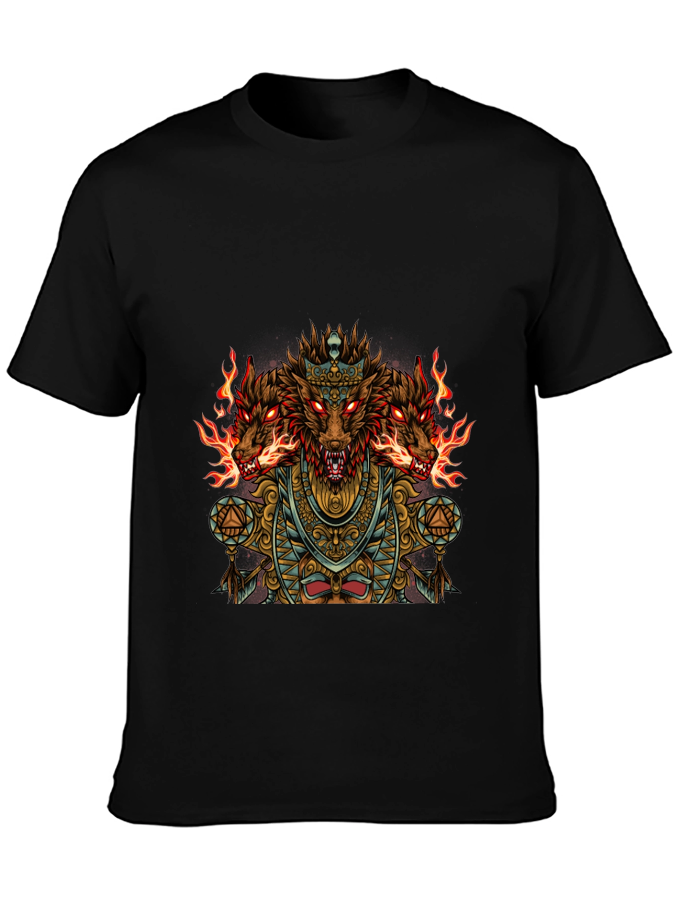 Three-Headed Dog Graphic Black T-Shirt