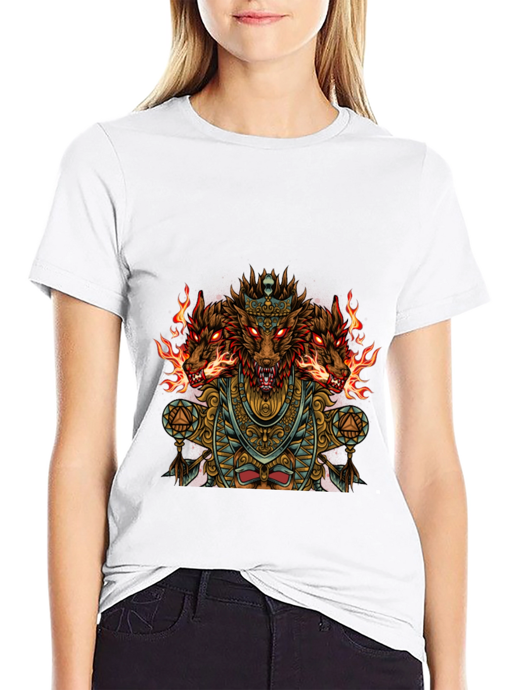 Three-Headed Dog Graphic Black T-Shirt