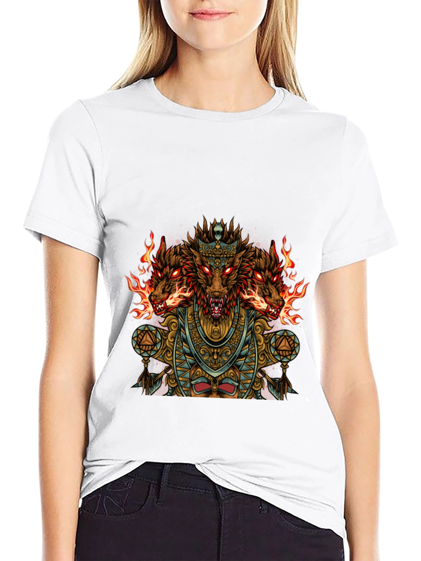 Three-Headed Dog Graphic Black T-Shirt