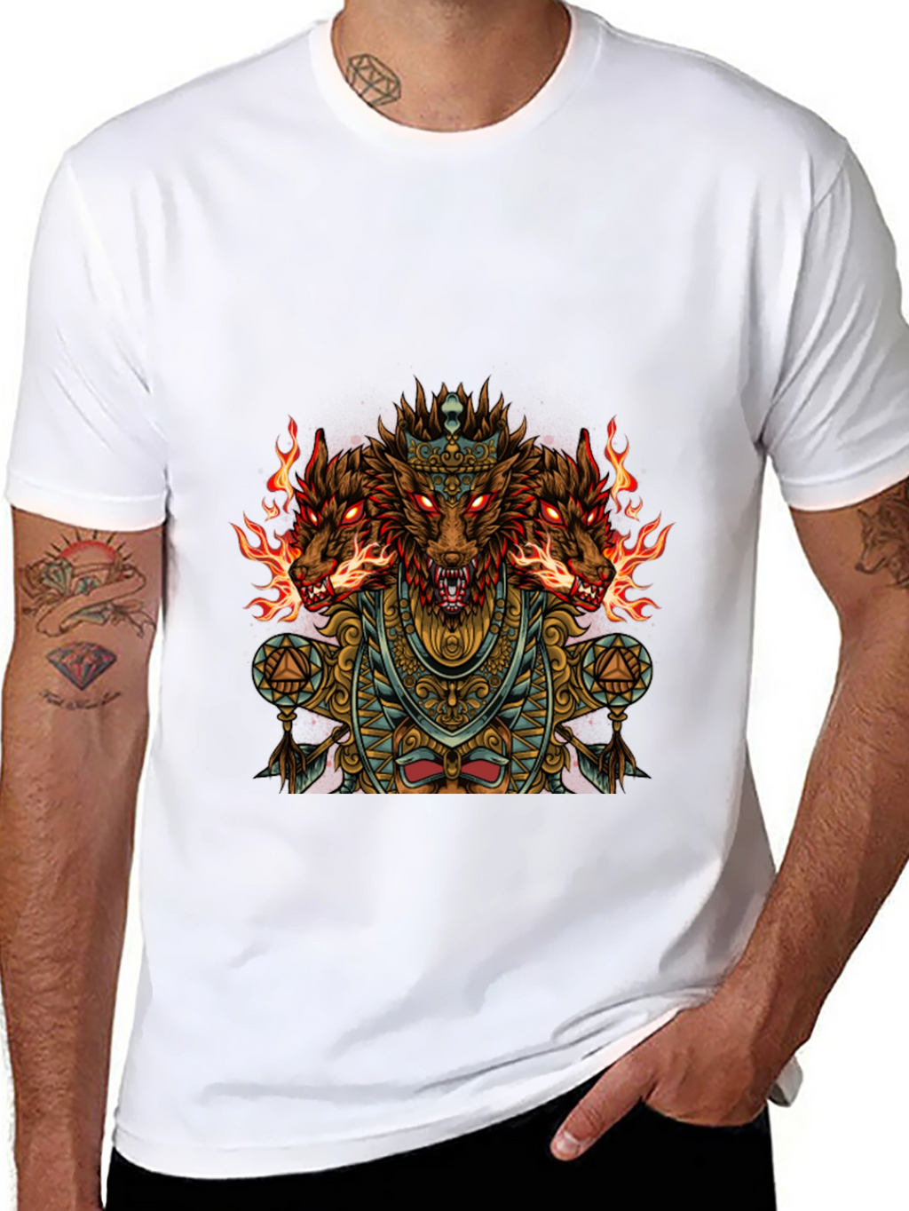 Three-Headed Dog Graphic Black T-Shirt