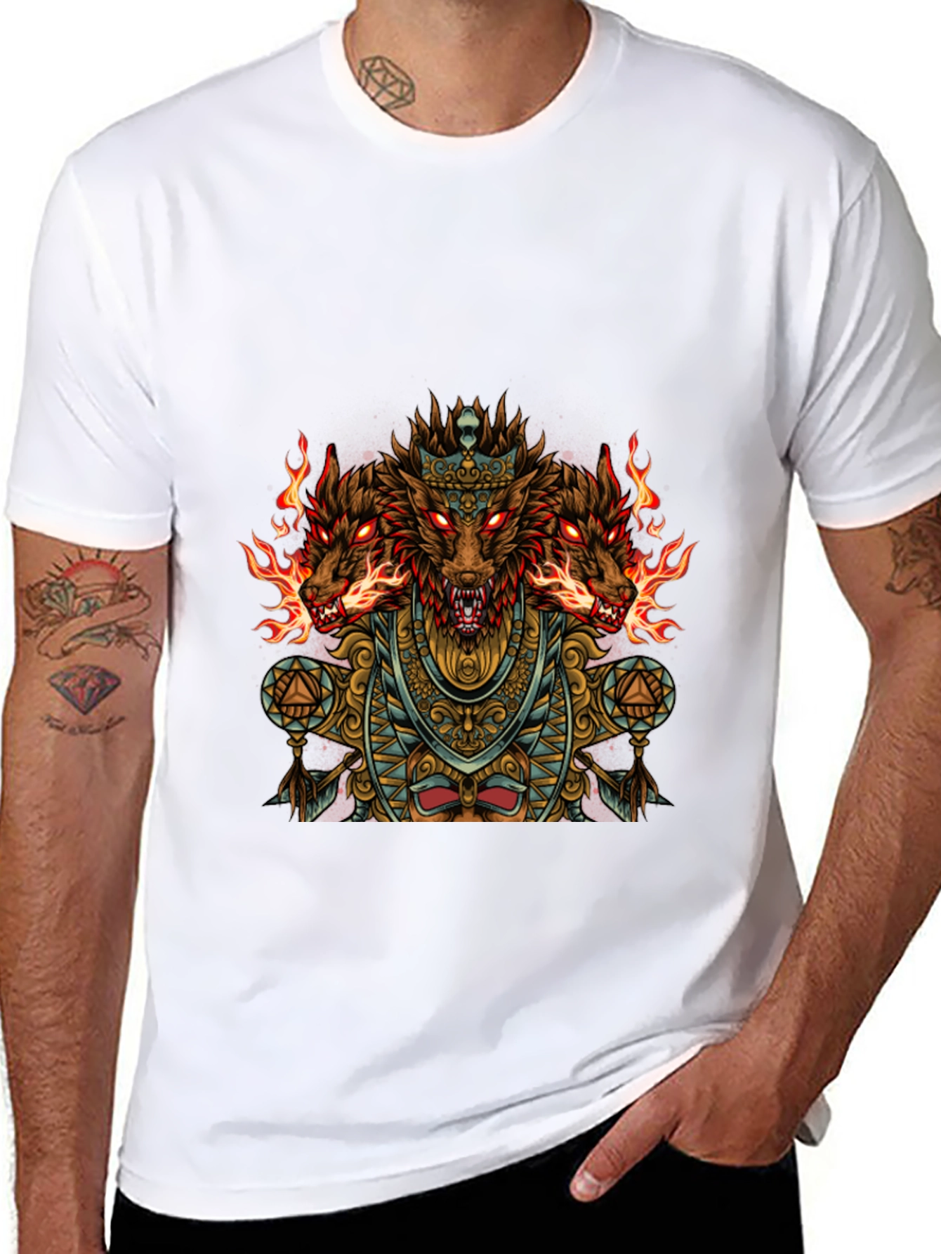 Three-Headed Dog Graphic Black T-Shirt