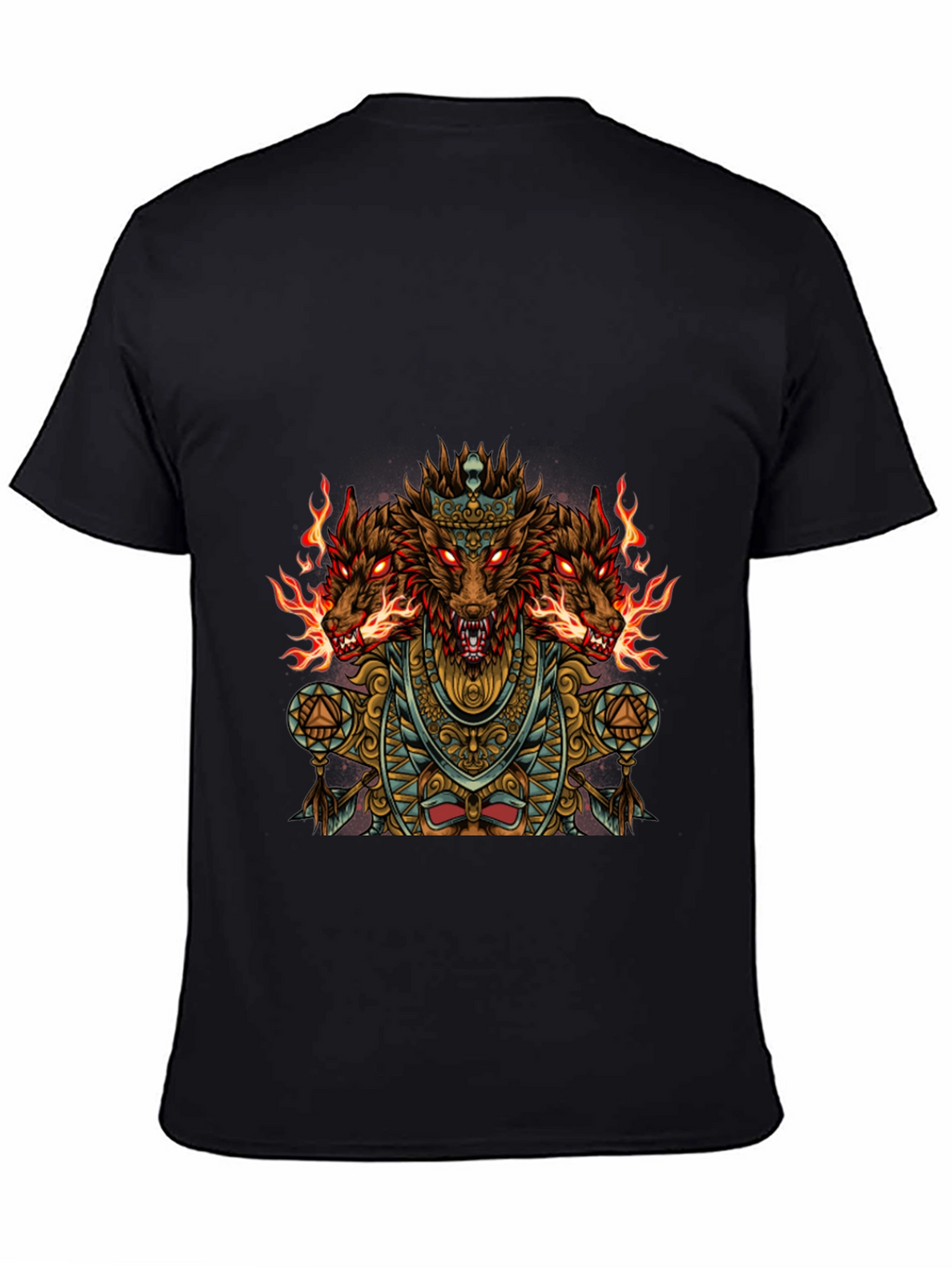 Three-Headed Dog Graphic Black T-Shirt