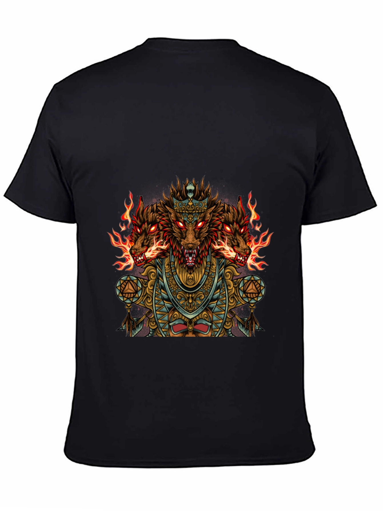 Three-Headed Dog Graphic Black T-Shirt