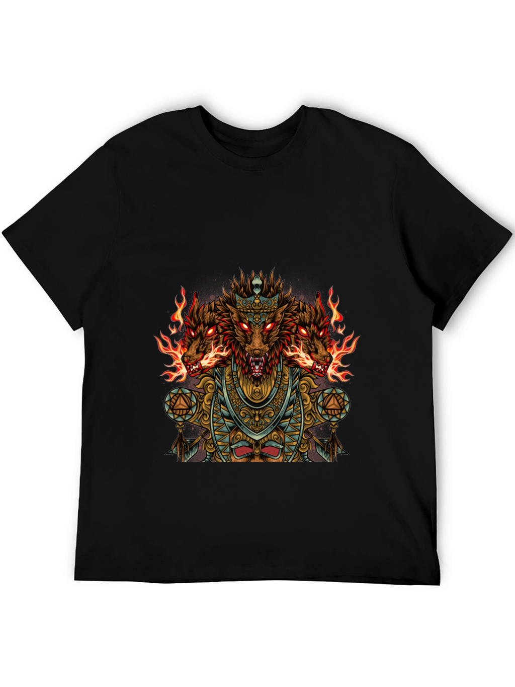 Three-Headed Dog Graphic Black T-Shirt