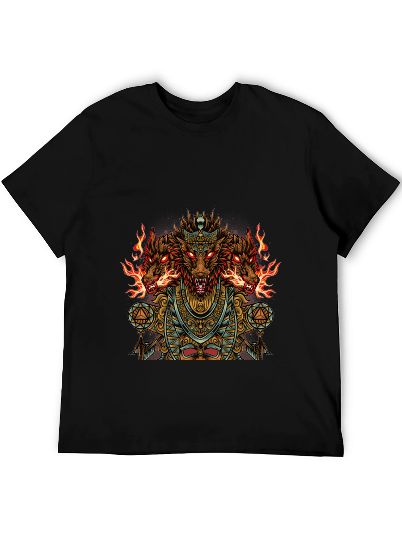 Three-Headed Dog Graphic Black T-Shirt