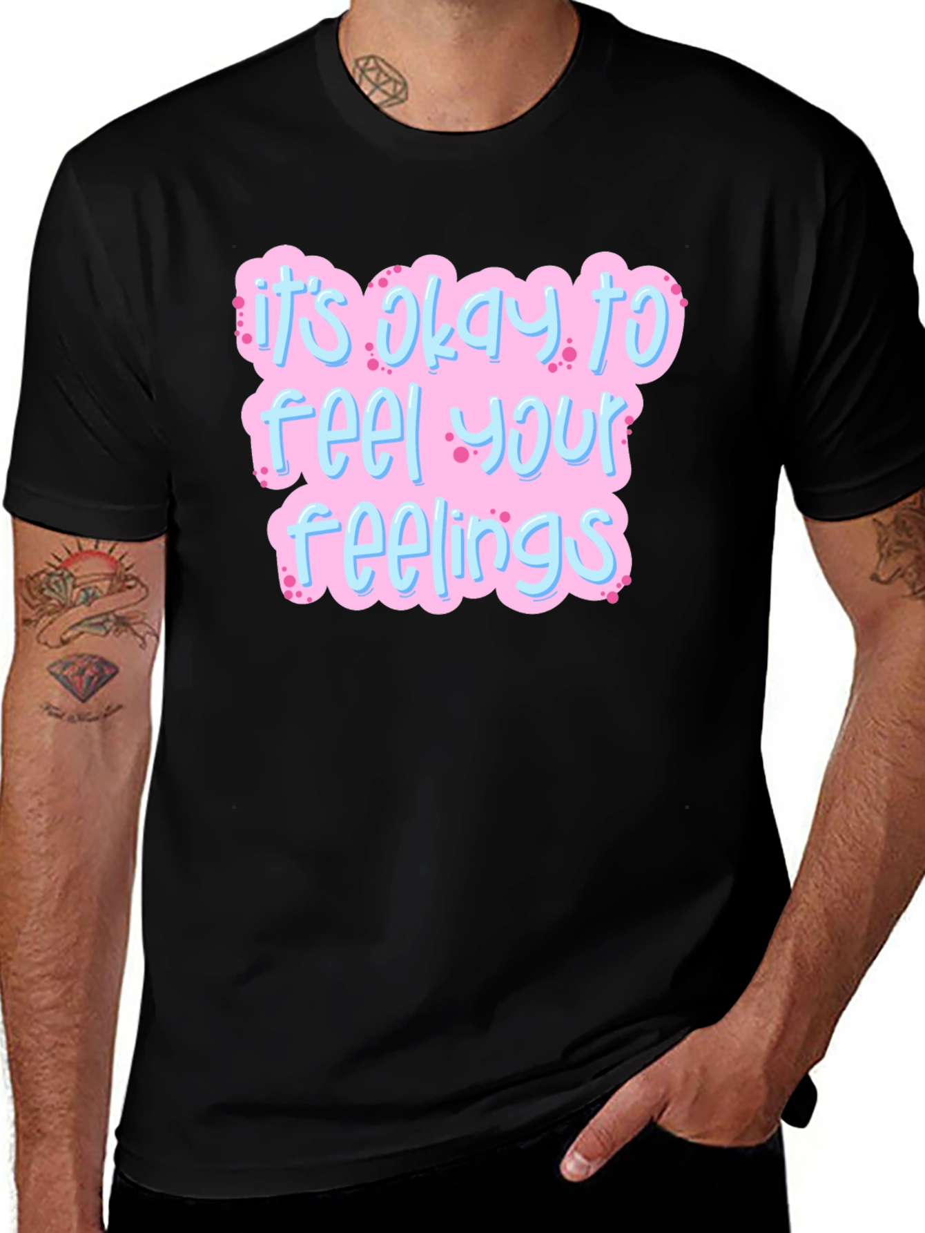 Its Okay to Feel Your Feelings Black Graphic Tee