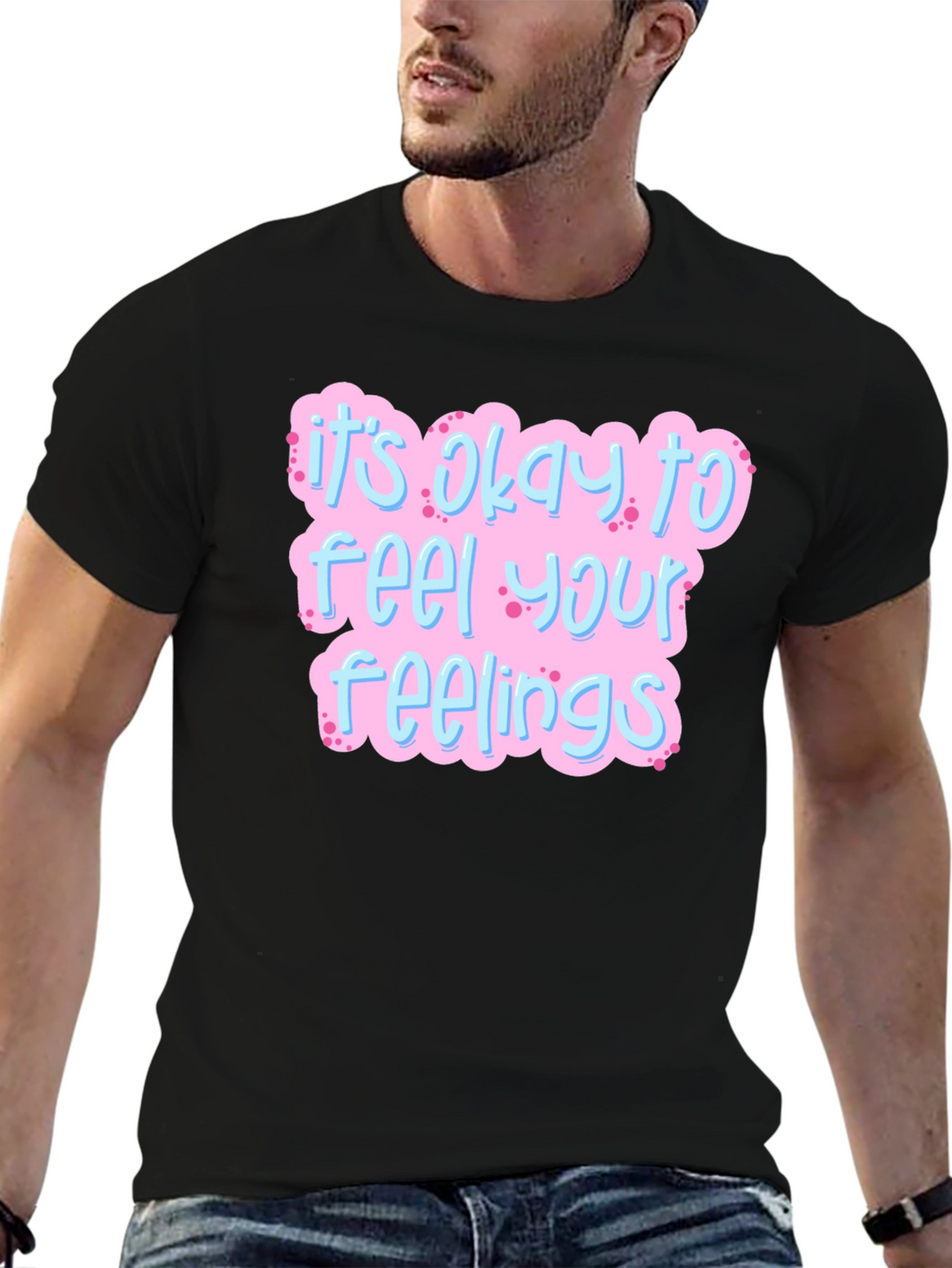 Its Okay to Feel Your Feelings Black Graphic Tee