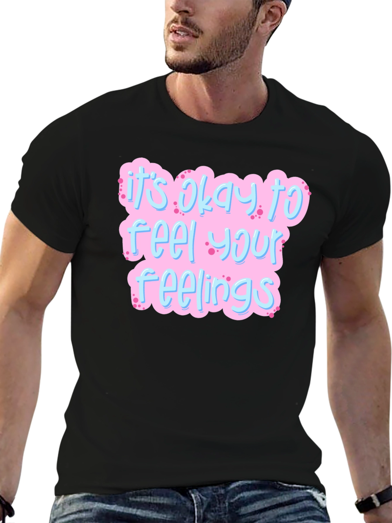 Its Okay to Feel Your Feelings Black Graphic Tee