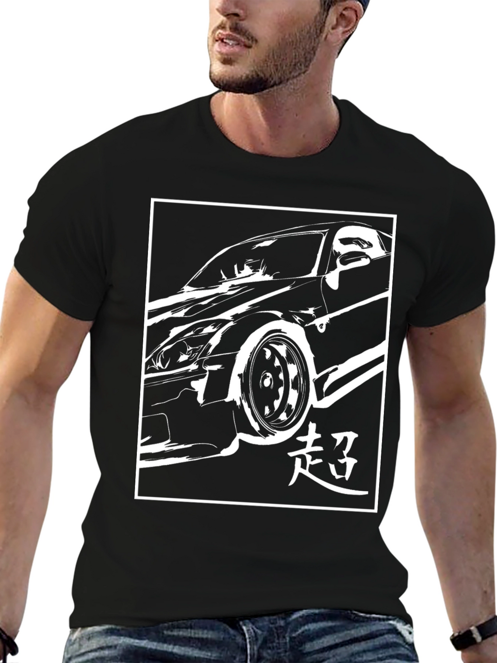 Black Car Graphic Tee - JDM Style