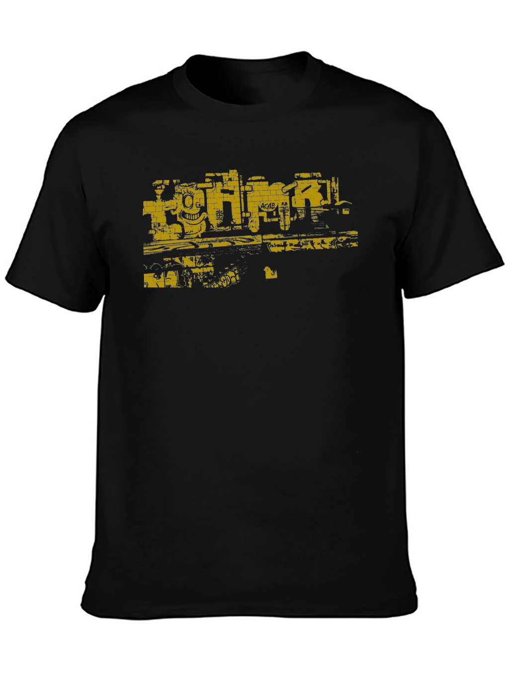 Graphic Tee: Graffiti Wall Art Print - Black