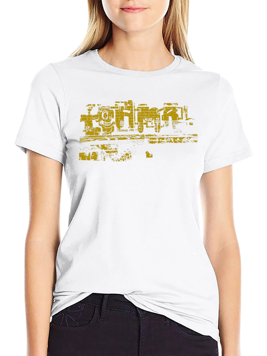 Graphic Tee: Graffiti Wall Art Print - Black