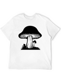 Mushroom Graphic Tee - Black Cotton Blend