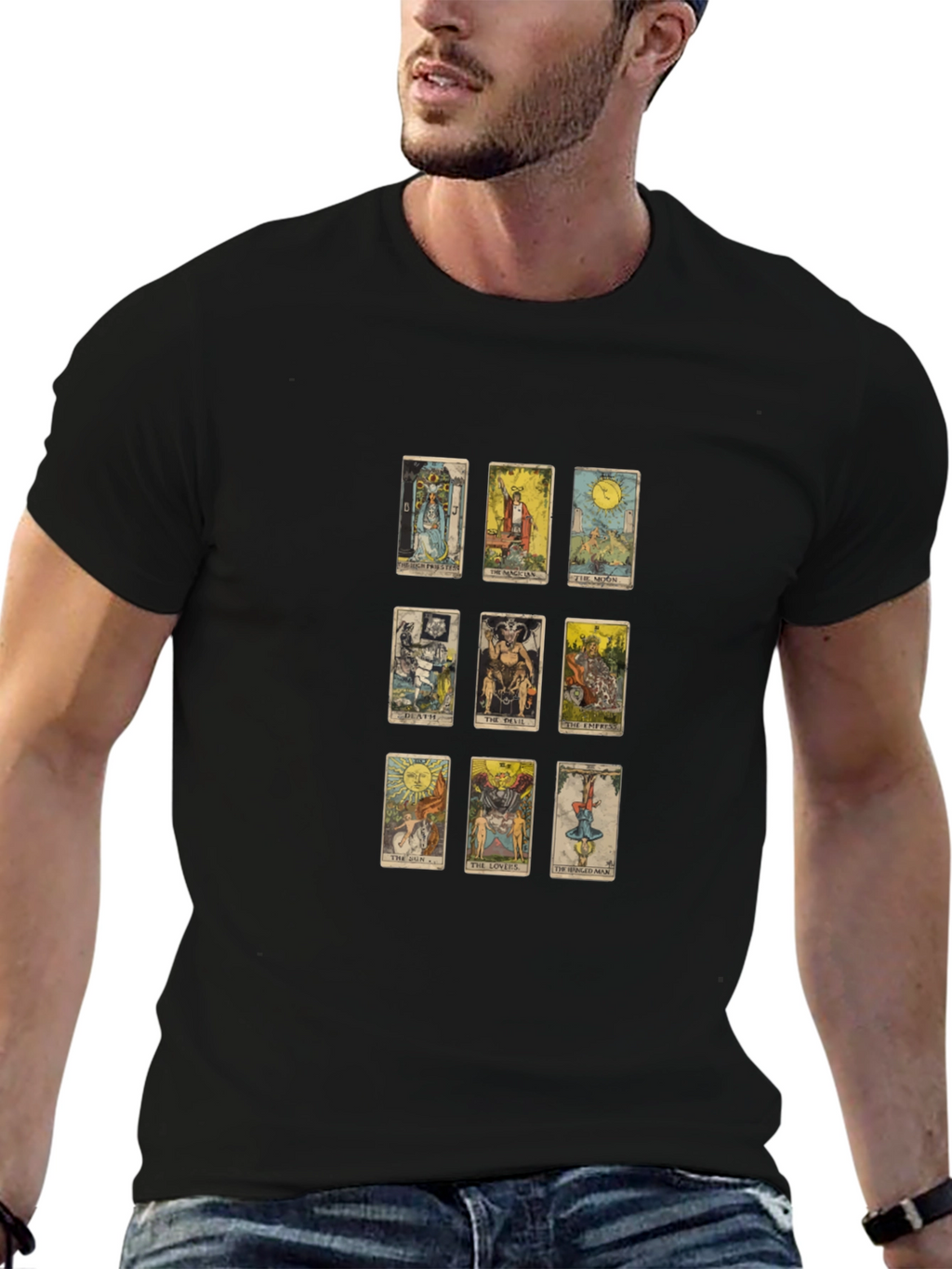 Tarot Card Graphic Tee - Mystical Design