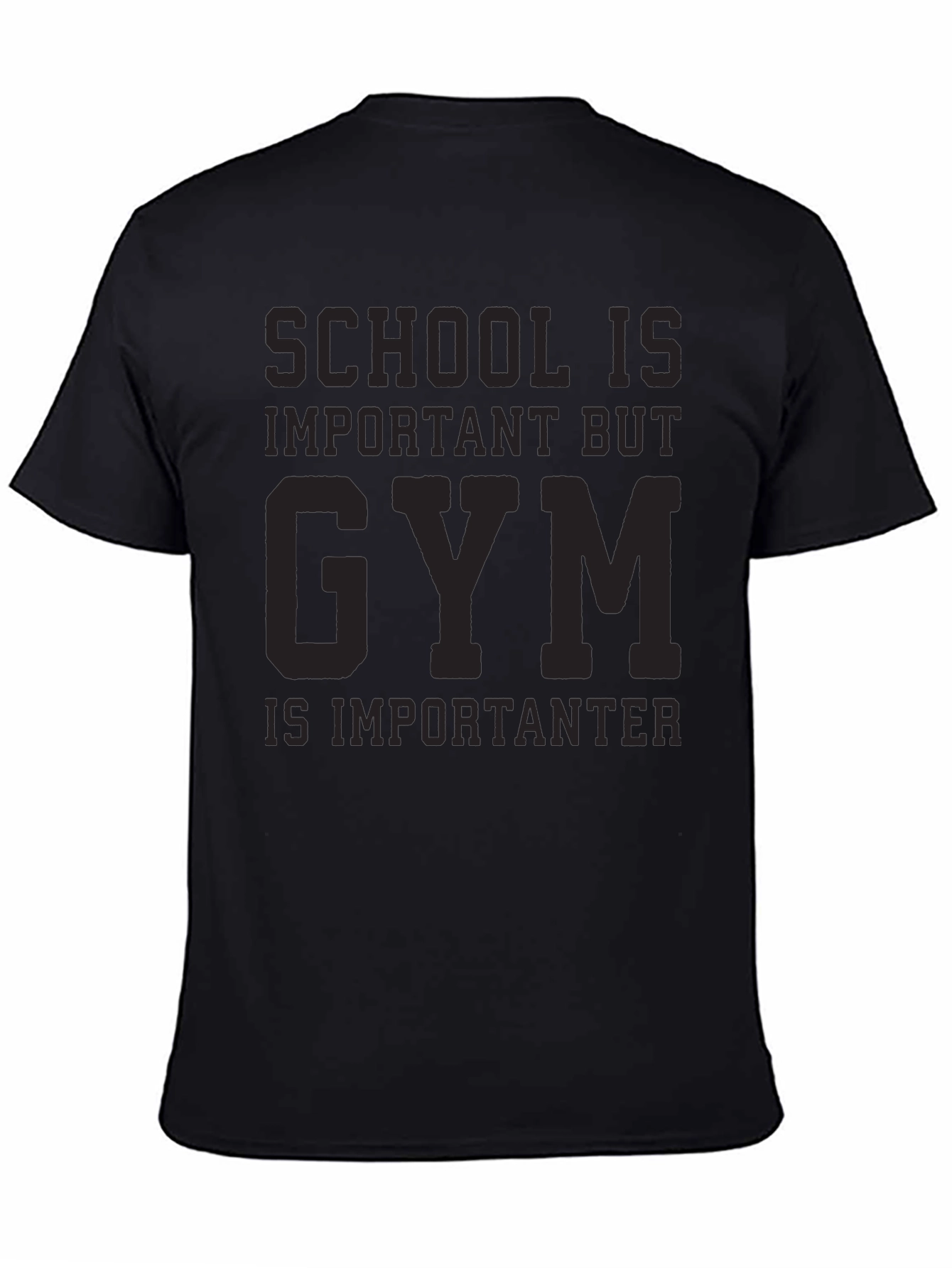 Gym is Importanter Black Graphic Tee