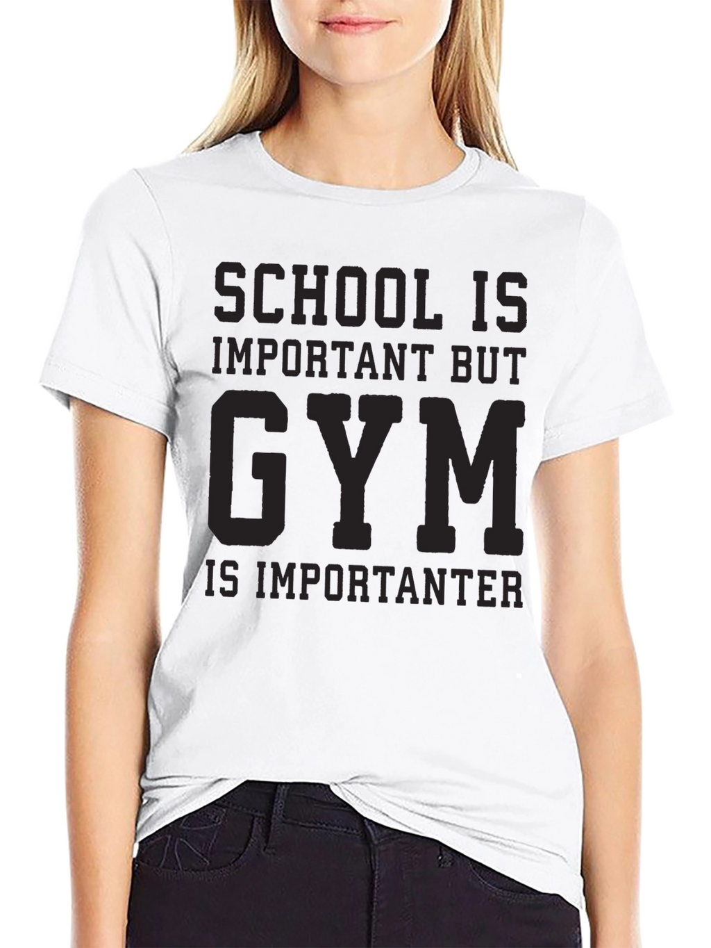 Gym is Importanter Black Graphic Tee