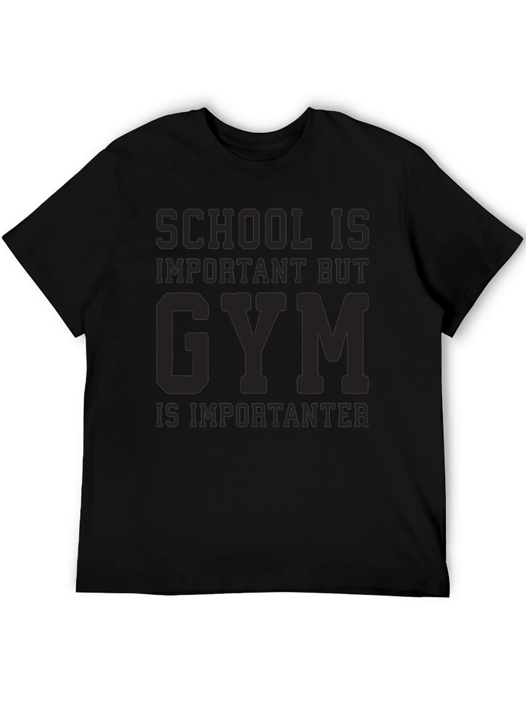 Gym is Importanter Black Graphic Tee