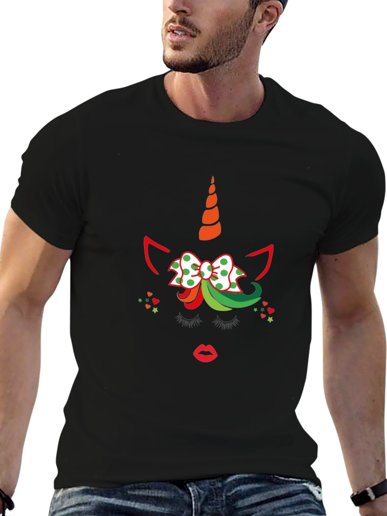 Festive Unicorn Graphic Tee - Holiday Style