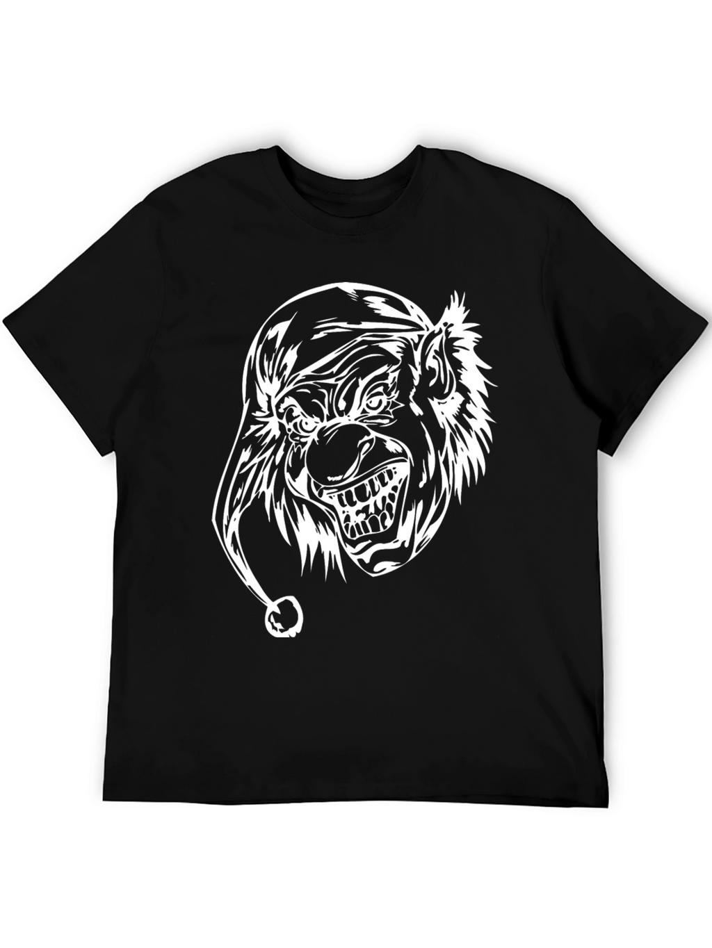 Mens Black T-Shirt with White Clown Graphic