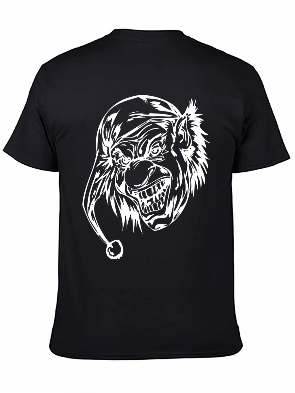 Mens Black T-Shirt with White Clown Graphic