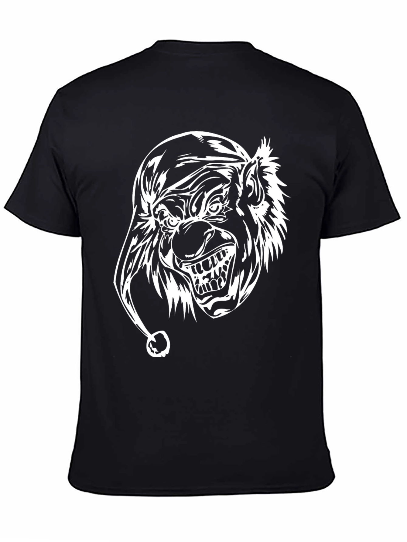 Mens Black T-Shirt with White Clown Graphic