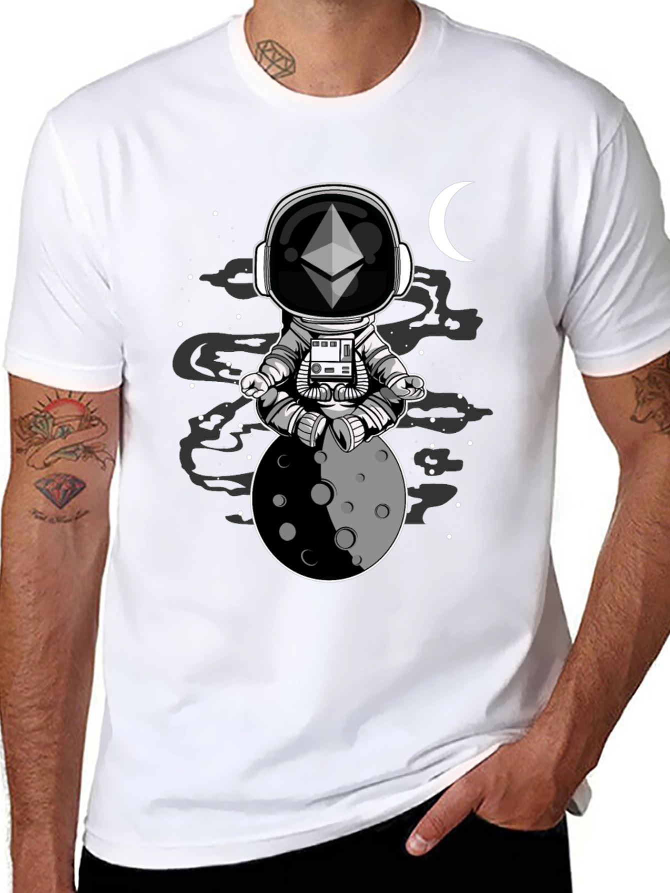Ethereum Moon Meditation T-Shirt - Space Crypto Tee
