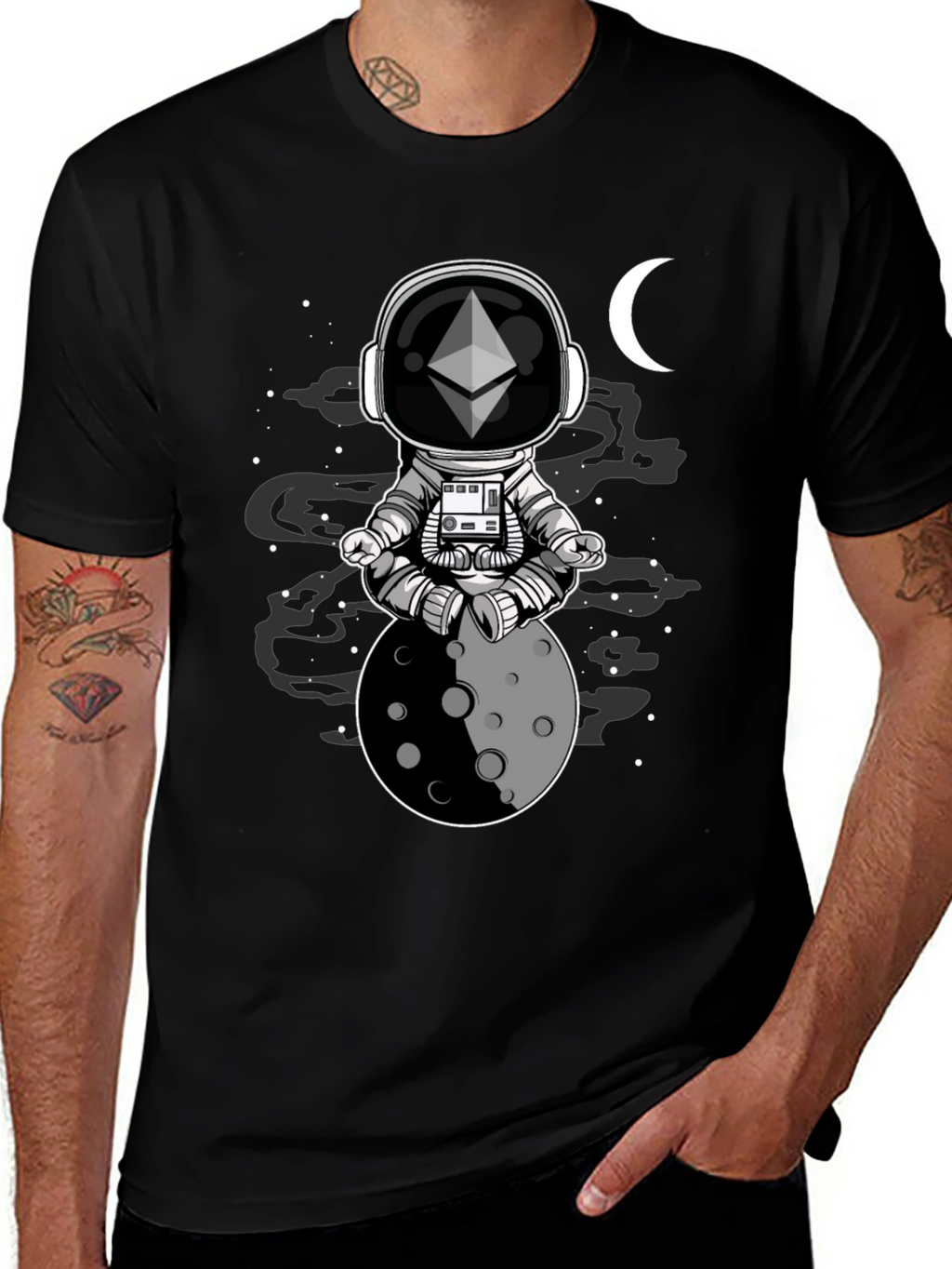 Ethereum Moon Meditation T-Shirt - Space Crypto Tee