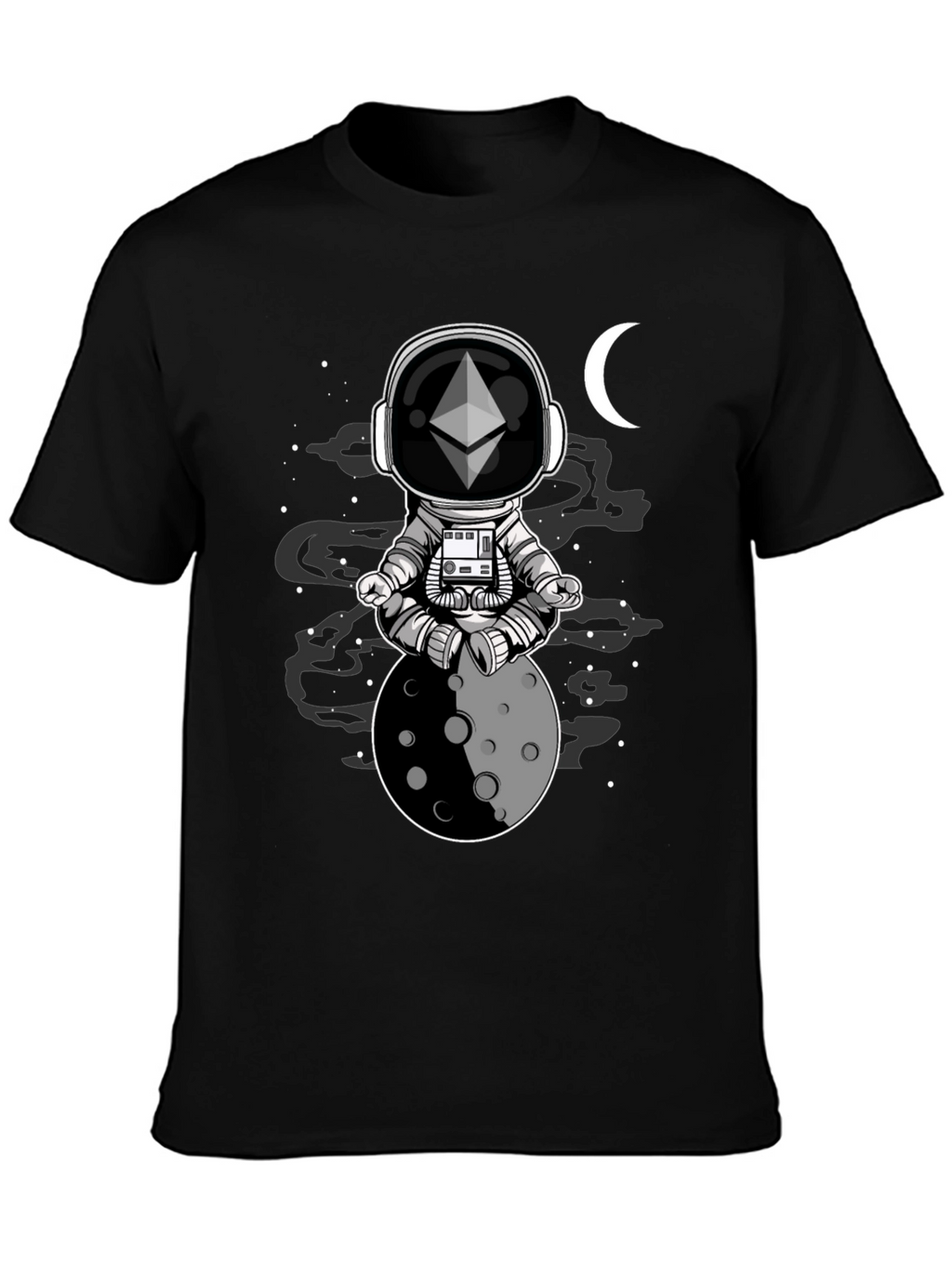 Ethereum Moon Meditation T-Shirt - Space Crypto Tee