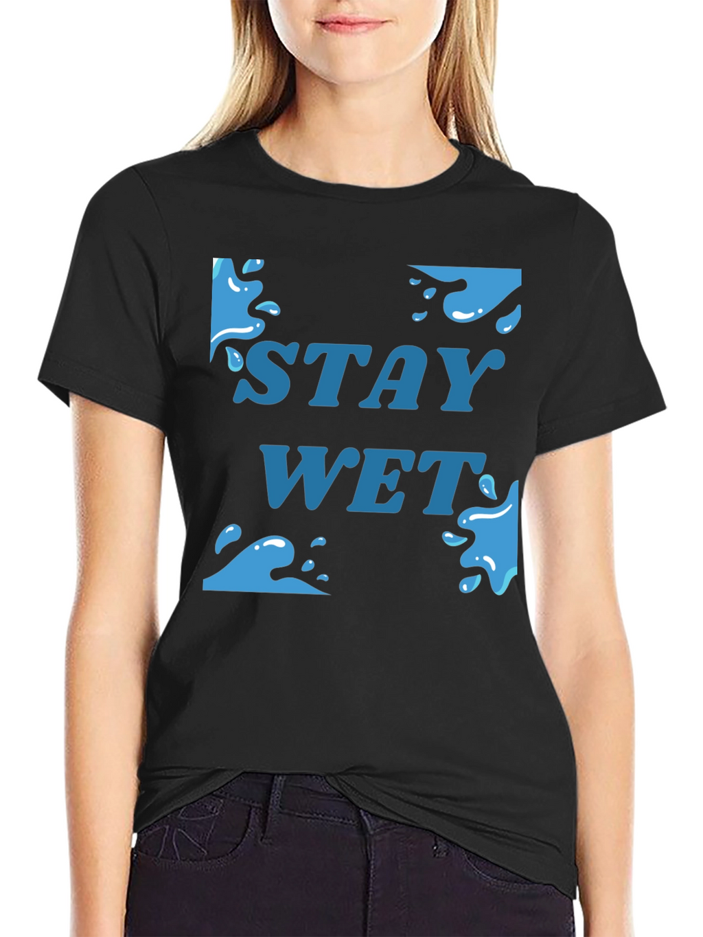 Stay Wet Graphic T-Shirt - Black Cotton Tee