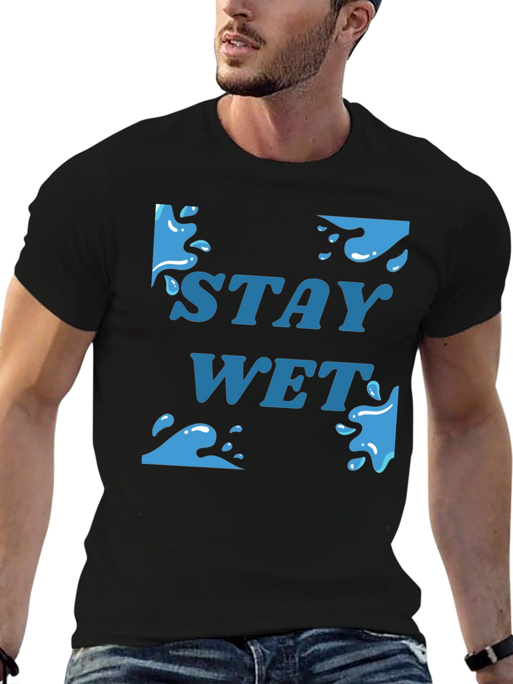 Stay Wet Graphic T-Shirt - Black Cotton Tee