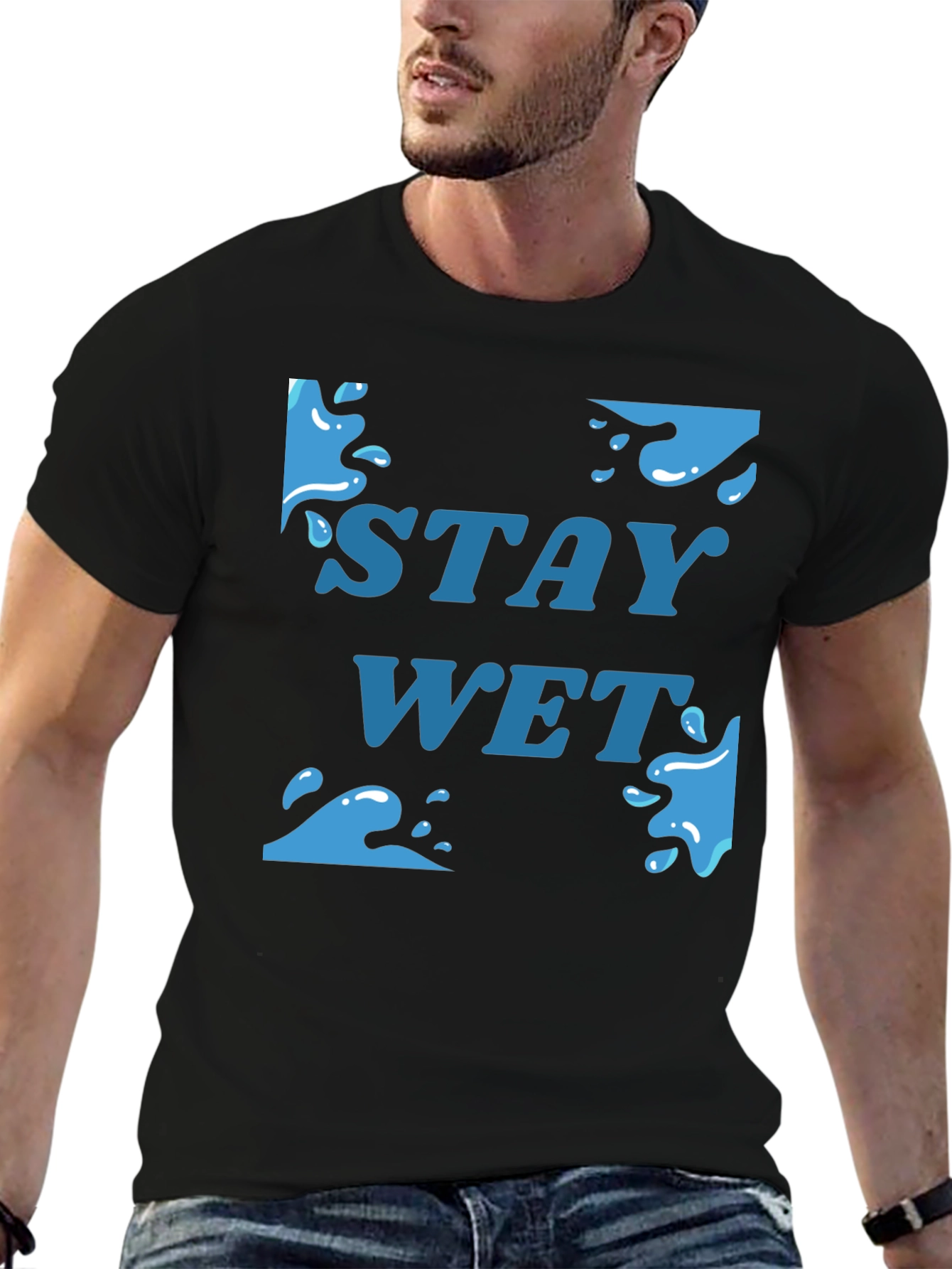 Stay Wet Graphic T-Shirt - Black Cotton Tee