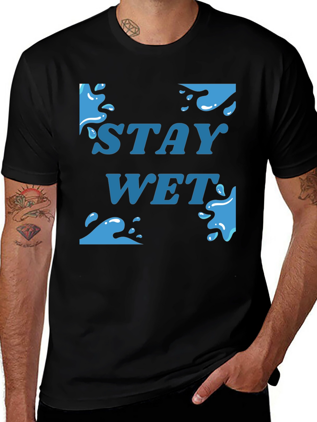 Stay Wet Graphic T-Shirt - Black Cotton Tee