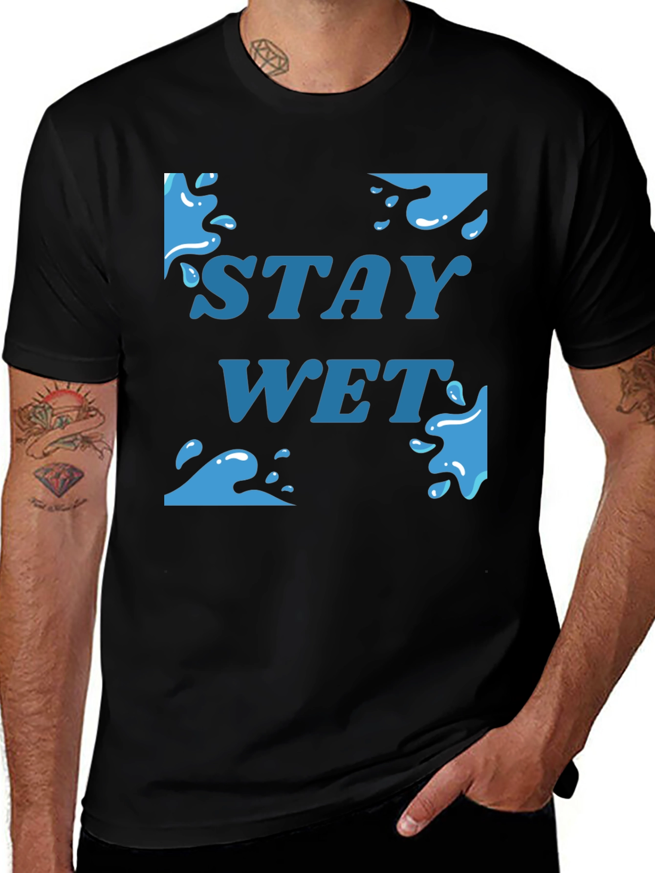 Stay Wet Graphic T-Shirt - Black Cotton Tee