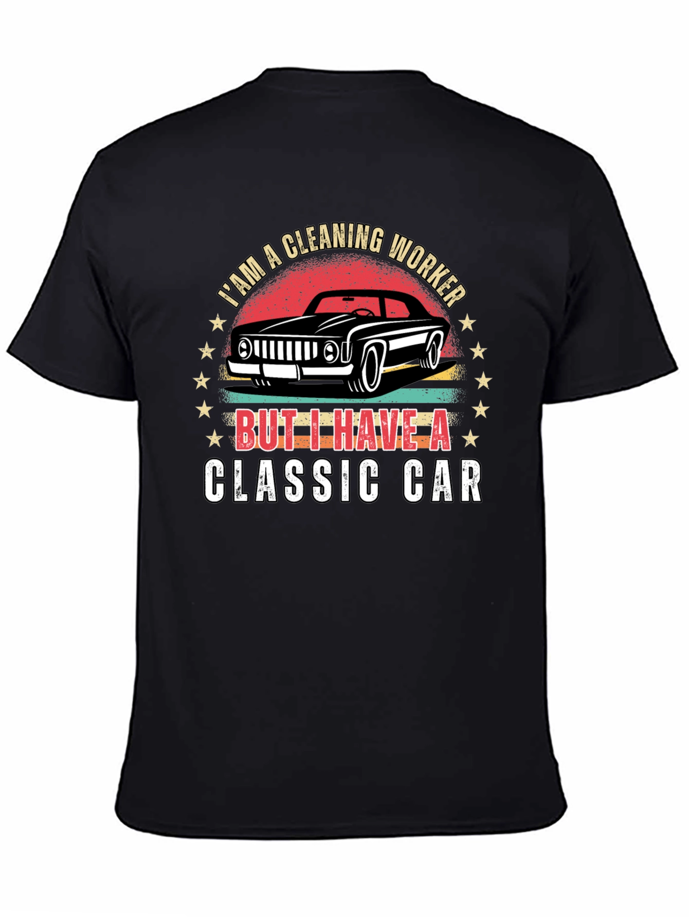 Cleaning Worker Classic Car Graphic T-Shirt