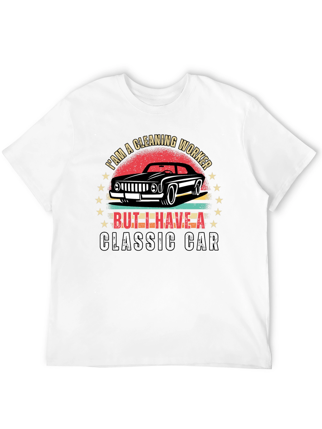 Cleaning Worker Classic Car Graphic T-Shirt