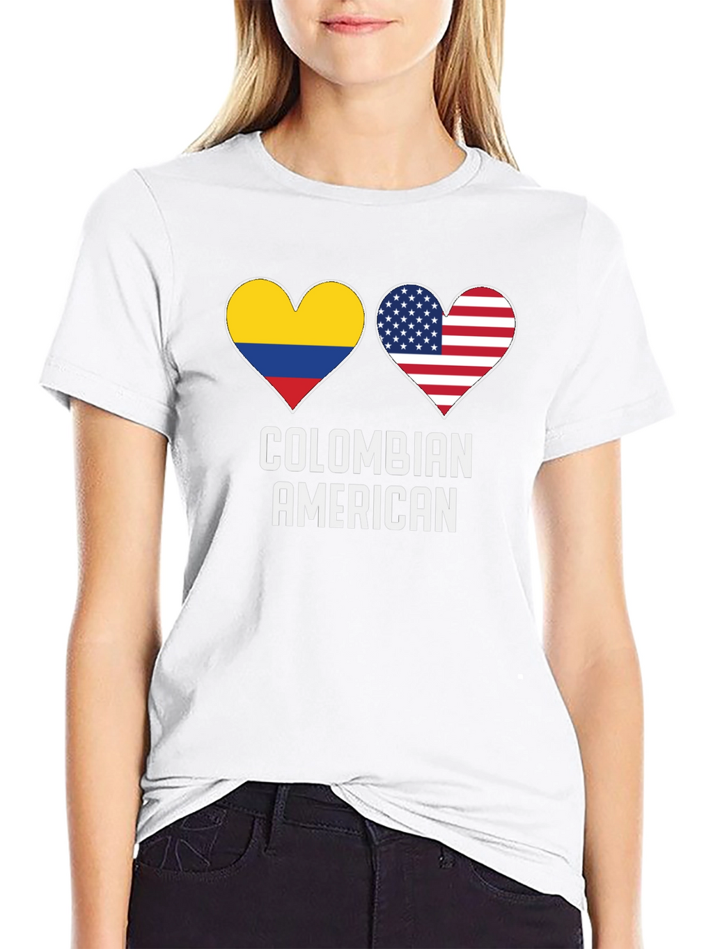 Colombian American Flag Heart T-Shirt