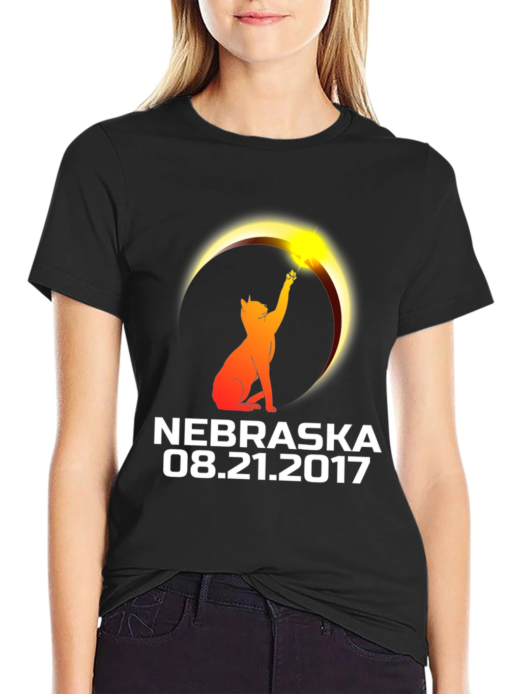 Nebraska Eclipse 2017 Cat T-Shirt
