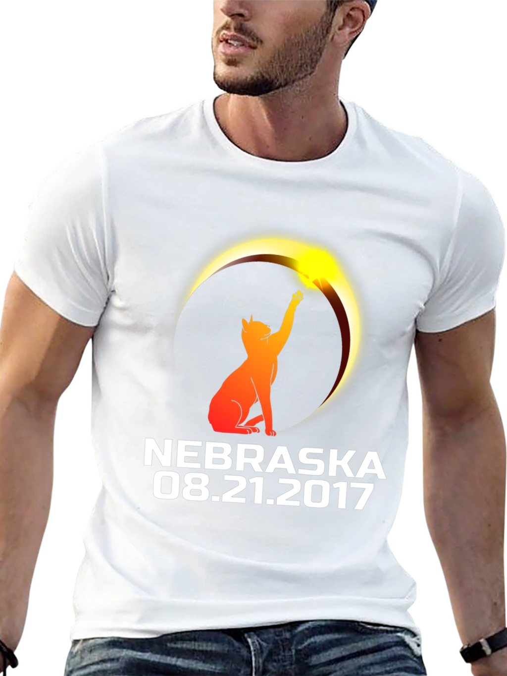 Nebraska Eclipse 2017 Cat T-Shirt