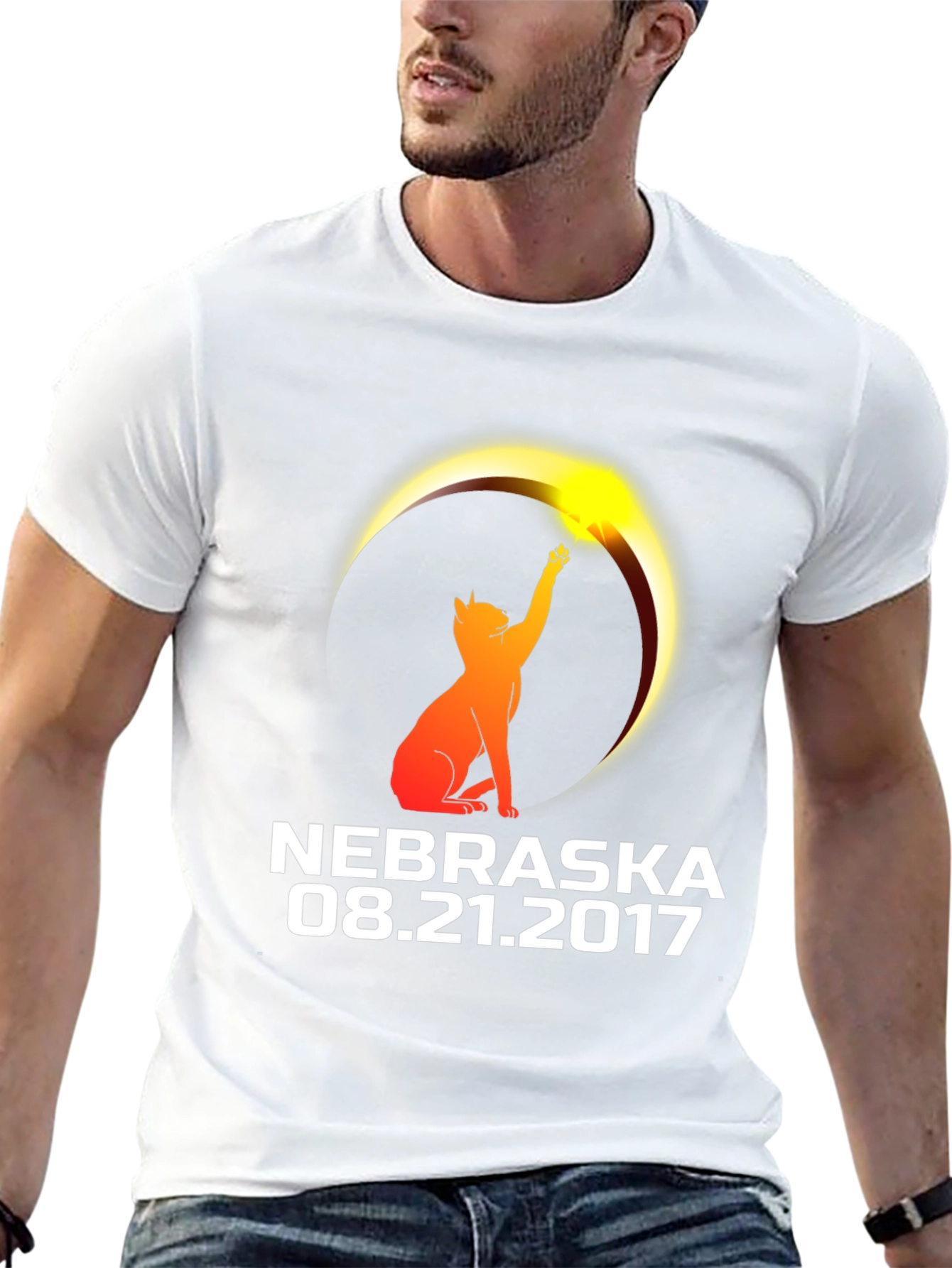 Nebraska Eclipse 2017 Cat T-Shirt