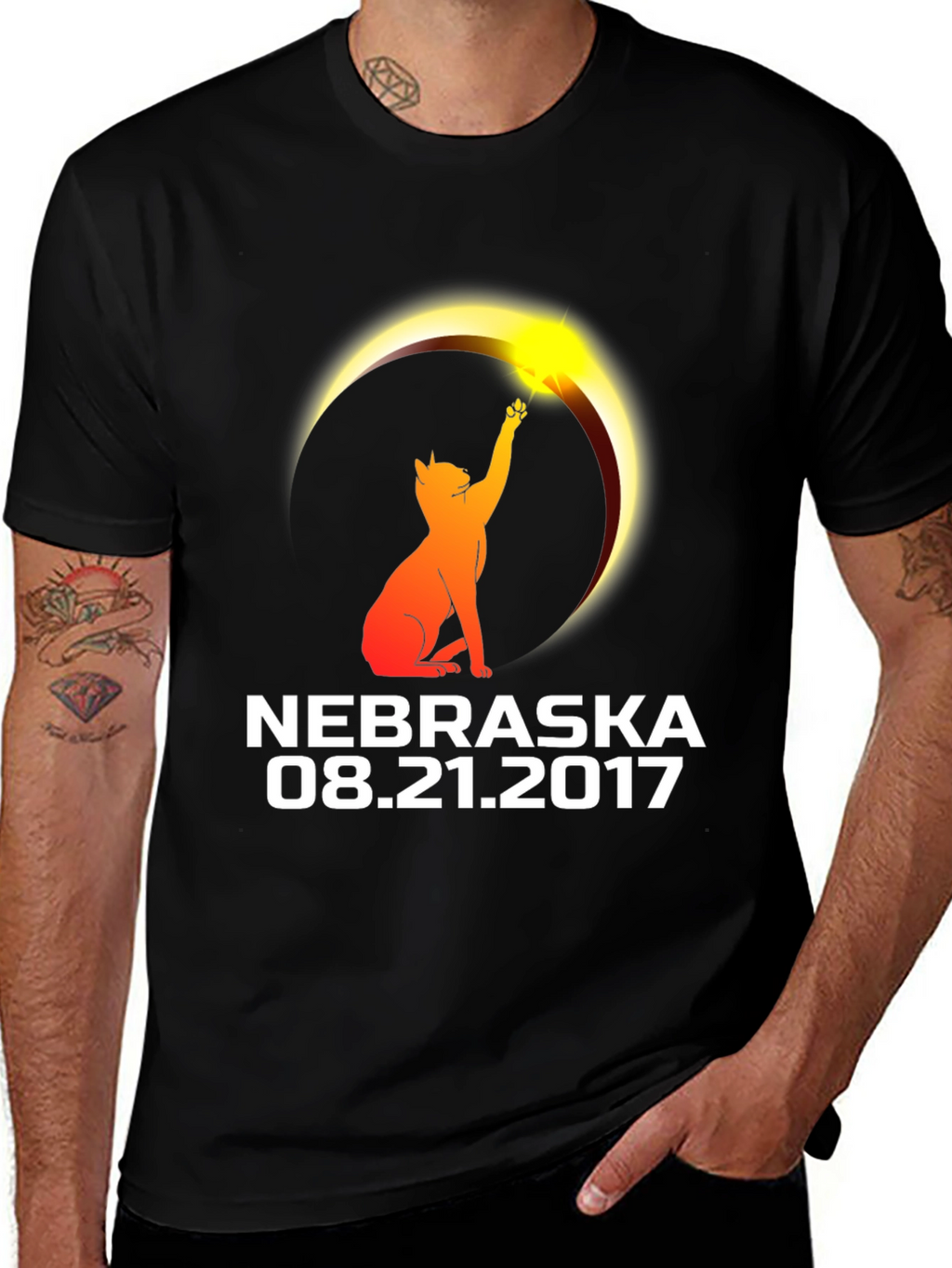 Nebraska Eclipse 2017 Cat T-Shirt