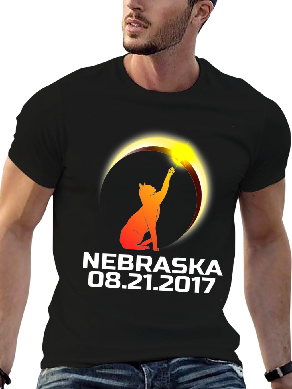 Nebraska Eclipse 2017 Cat T-Shirt