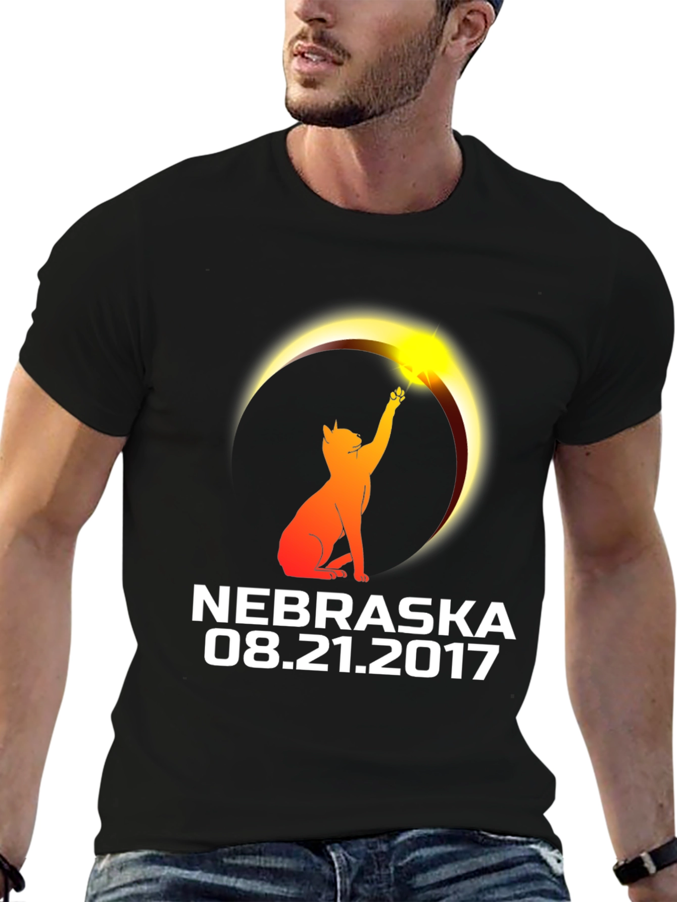 Nebraska Eclipse 2017 Cat T-Shirt
