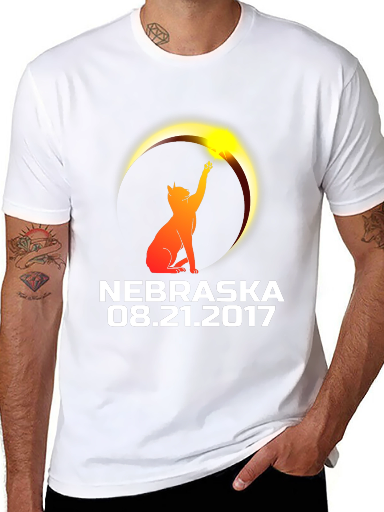 Nebraska Eclipse 2017 Cat T-Shirt