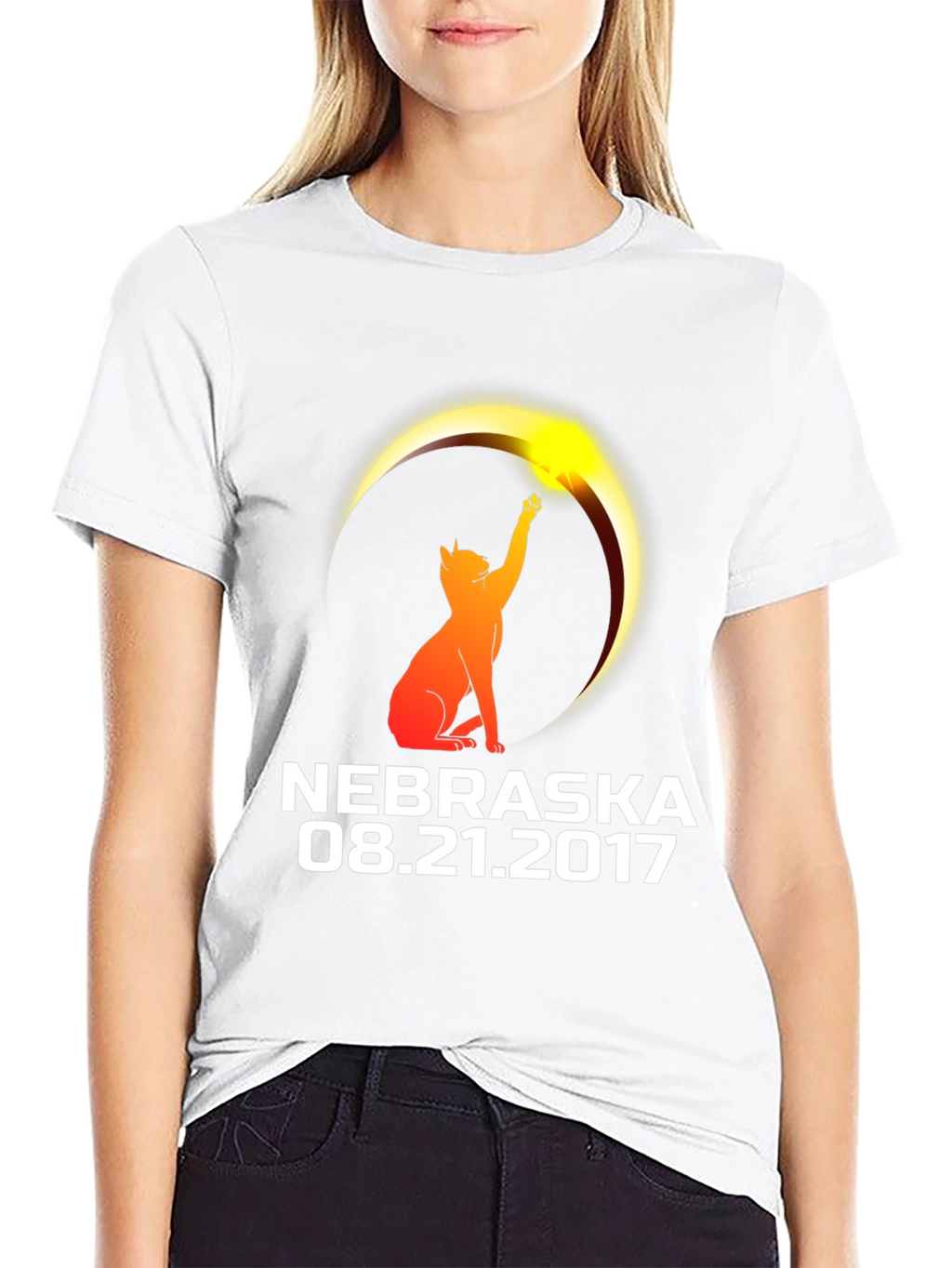 Nebraska Eclipse 2017 Cat T-Shirt