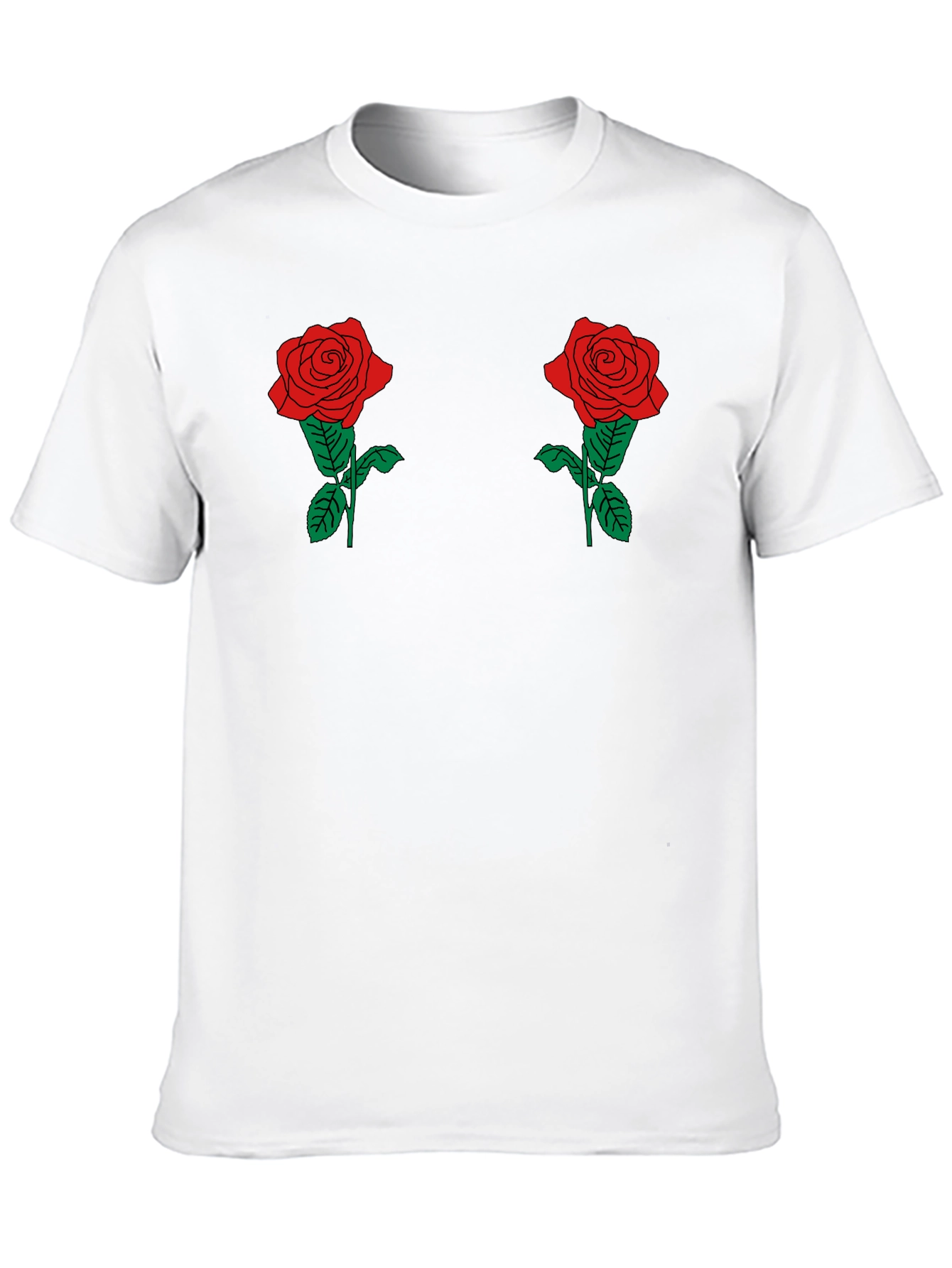 Floral Rose Graphic T-Shirt - Mens Short Sleeve Crew Neck Tee