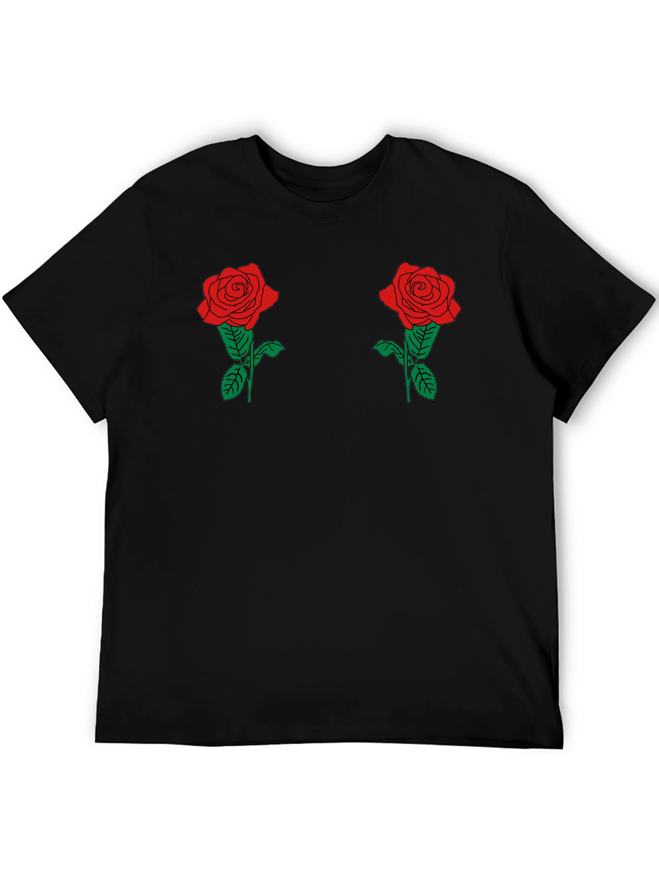 Floral Rose Graphic T-Shirt - Mens Short Sleeve Crew Neck Tee