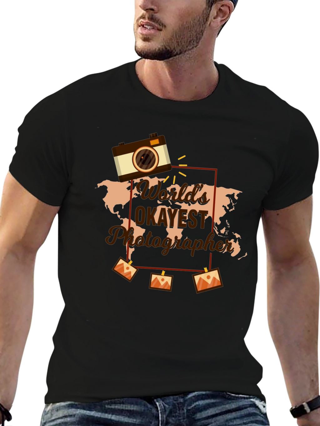 Worlds Okayest Photographer Black Graphic Tee