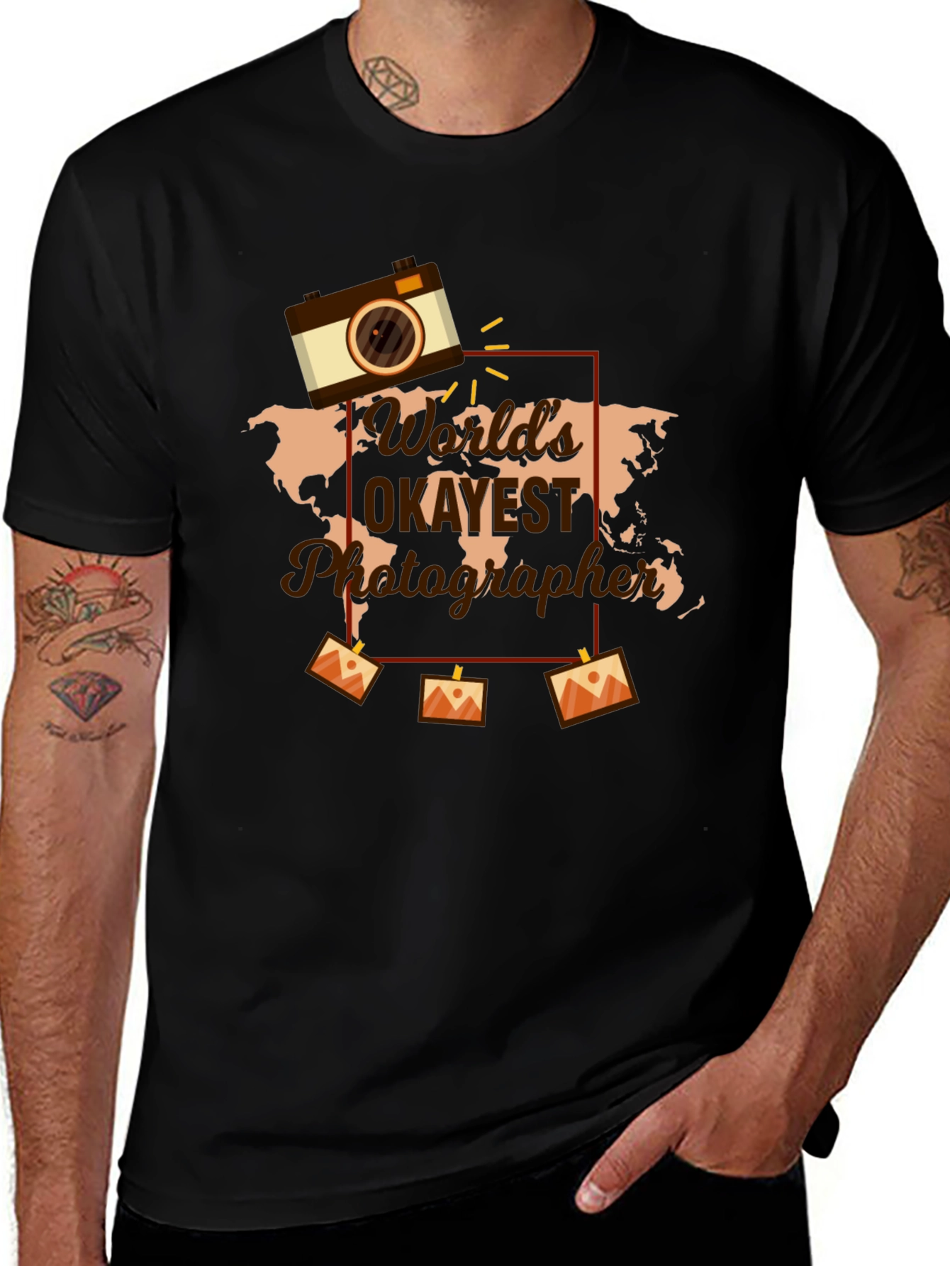 Worlds Okayest Photographer Black Graphic Tee