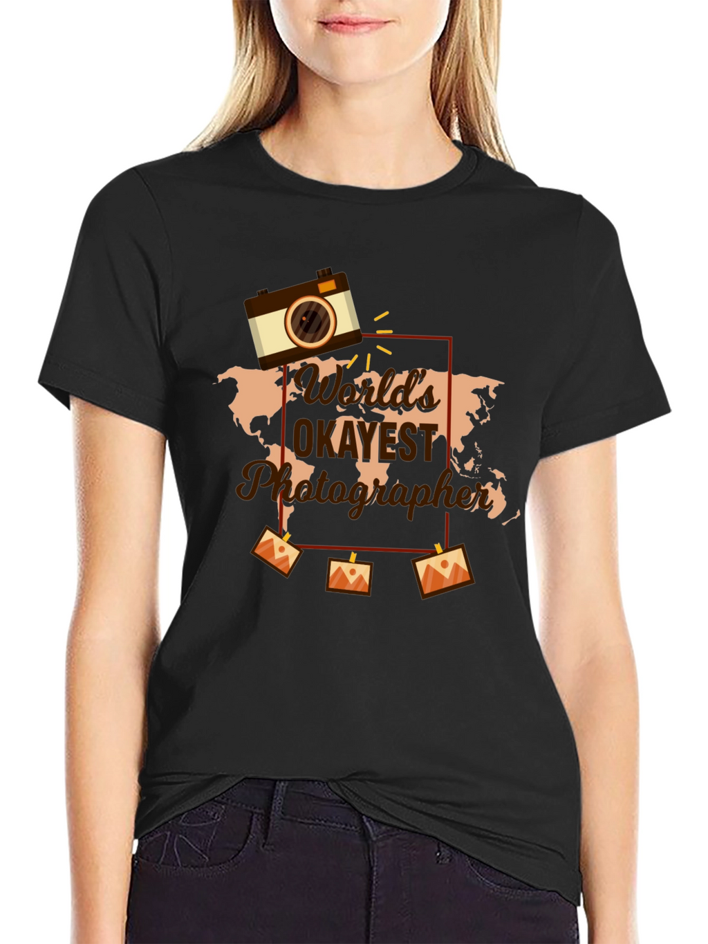 Worlds Okayest Photographer Black Graphic Tee