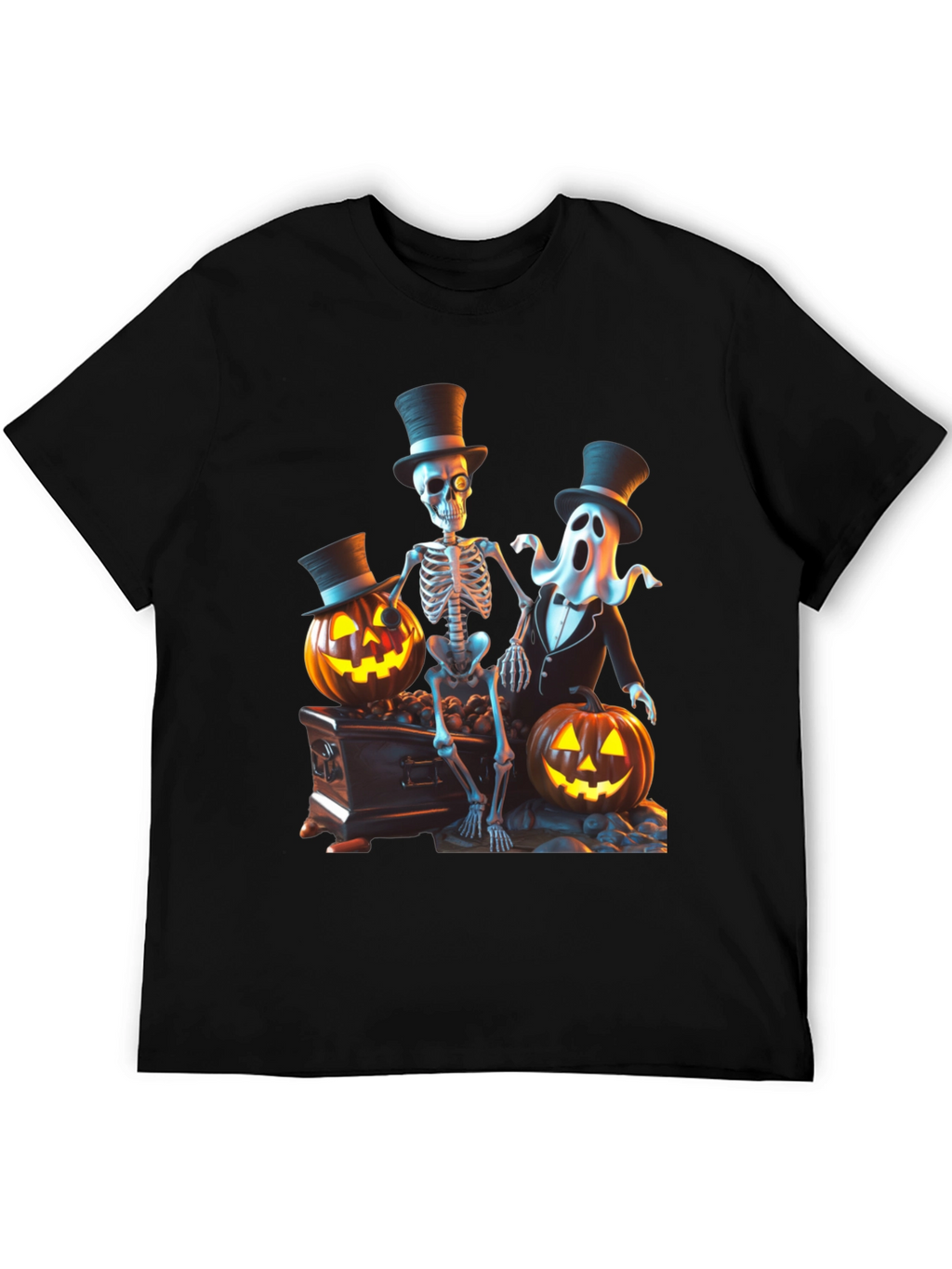 Halloween Skeleton Ghost Pumpkin T-Shirt