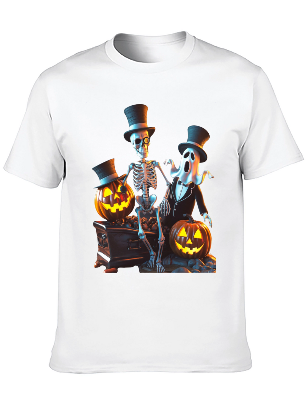 Halloween Skeleton Ghost Pumpkin T-Shirt